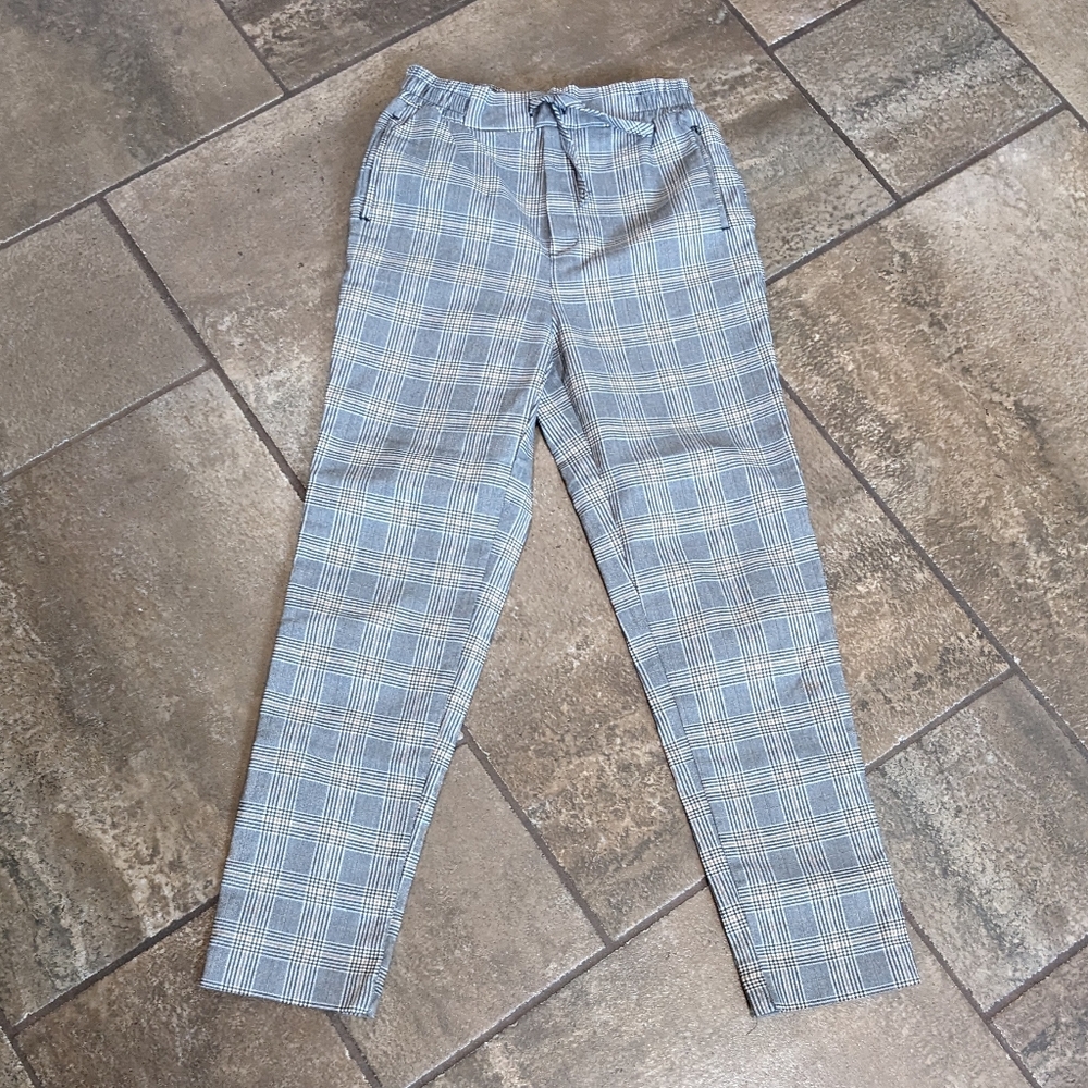 Urban Kids Girls Plaid Pants Size 10/12 M/M Black gray gold